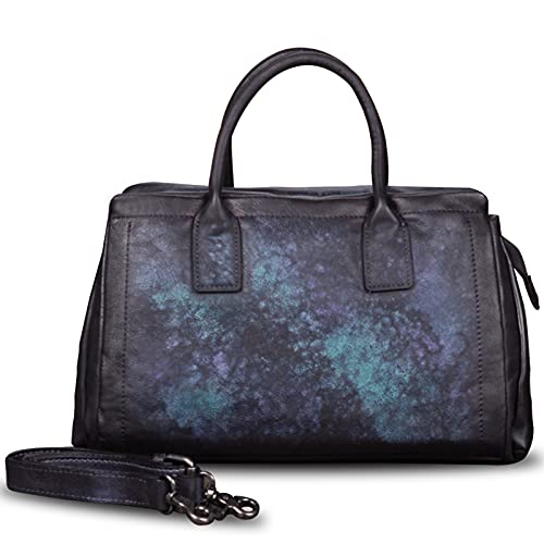 Genuine Leather Top Handle Handbag Satchel For Women Handmade Vintage Handbags Purse Retro Cowhide Crossbody Hobo Bag Purses (Multicolor) #TOP1