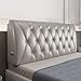 Testiera Completa Imbottita in Morbida Ecopelle Testiera Con Bottoni Trapuntati Per Cuscino Per Letto A Grandezza Naturale Utilizzare Con Una Testiera,Grigio,78.7"/200cm(King)