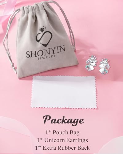 Shonyin Unicorn Earrings Hypoallergenic Crown CZ Earrings Birthday Mothers Day Back to School Jewelry Gifts for Teen Ages 8-12 Daughter Granddaughter Niece4