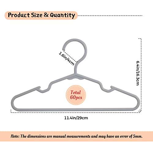 Baby Hangers For Closet - 11.4 Inch 60 Pack Plastic Kids Hangers - Children Hangers & Infant Hangers & Toddler Hangers For Clothes (Gray) #TOP1
