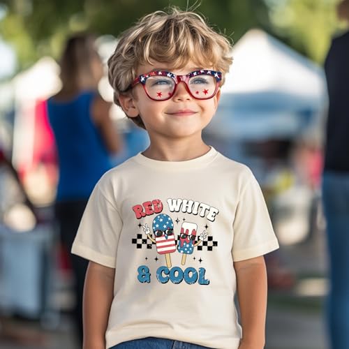 Image of Kid 4th of July T-Shirts Boys Girls American Flag Shirt Patriotic Top Short Sleeve Tees 2-12 Years