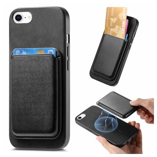 Dteck for iPhone SE 3rd 2nd Generation/8/7 Case (4.7-Inch) with Detachable Magnetic Credit Card Holder Wallet, Compatible with MagSafe Accessory, PU Leather Lightweight Protective Thin Cover, Black
