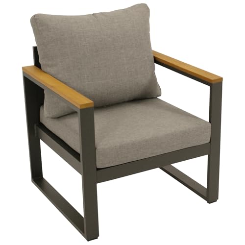 DEGAMO Loungesessel Sessel KAMPLA, Aluminium anthrazit, Armlehnen Akazie,…