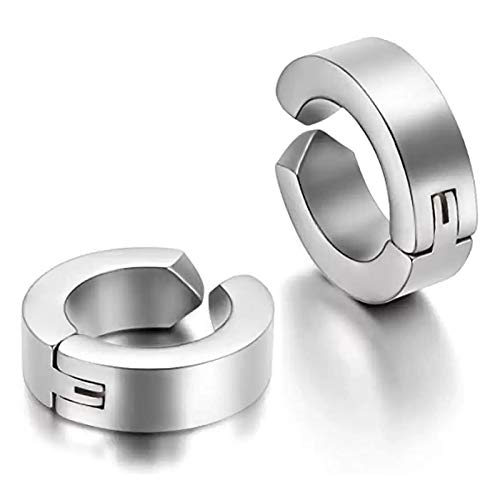 Silver Round Clip 316L Stainless Steel Earrings for Men and Boys | Fashion Non Piercing Earrings for Men | Stainless Steel Earrings for Boys-image-38