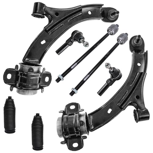 Image of Detroit Axle - 8pc Front End Suspension Kit for Ford 2010 Mustang 2 Lower Control Arms with Ball Joints 4 Inner Outer Tie Rod Ends 2 Boots Replacement