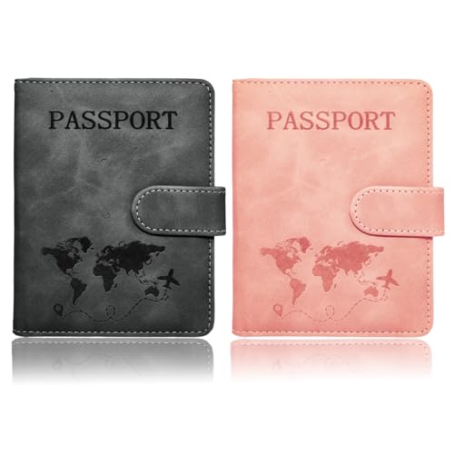 Passport Holder for Travel Essentials, 2 Pack Rfid Passport Cover for Women Men
