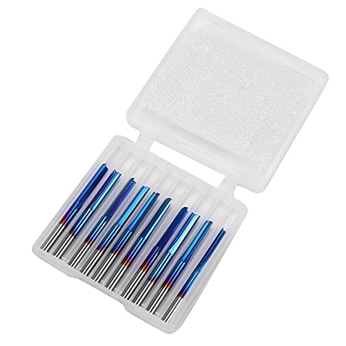 SAROAD 10Pcs 3.175 VáStago 17Mm de Extremo Recto con Revestimiento Azul 2 Fresa de Carburo de Flauta Fresa CNC Grabado