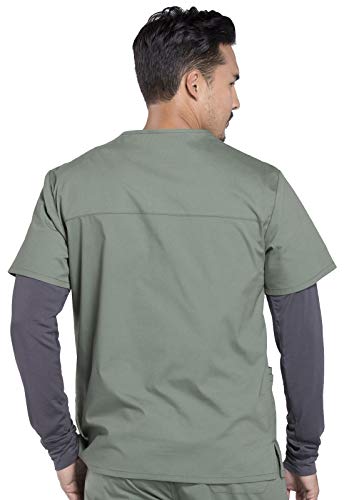 Image of Cherokee WW Professionals Men's V-Neck Scrub Top 4 Pockets Medical Shirt | Traditional Fit, Instrument Loop, Soft 2-Way Stretch Fabric, Durable, Breathable, Easy Care, Healthcare Use