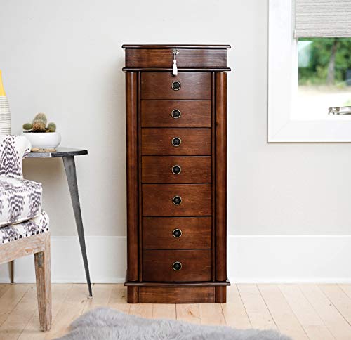 Alveare Home Nara Jewelry Armoire – Locking Storage Organizer with Seven Spacious Drawers, Walnut by Alveare Home - Image 6