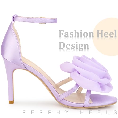 Perphy Flower Satin Sandal Ankle Strap Stiletto Heel Flowers Sandals for Women4