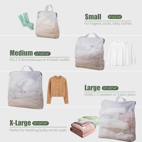 GWT 4Pcs 3D Mesh Laundry Bags