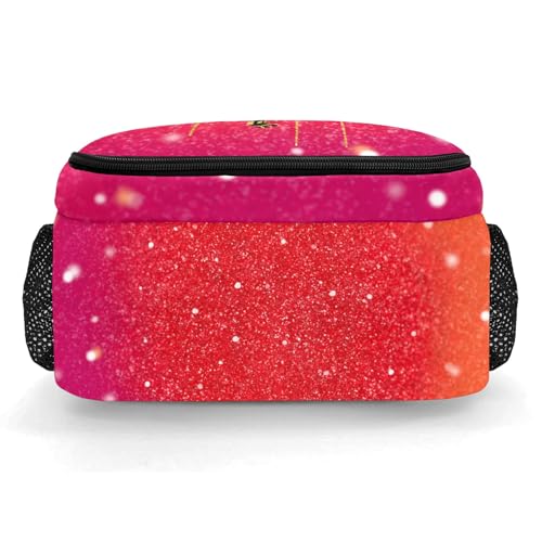 Custom Love Music Piano Backpack Name Casual Bag Book Pack Daypack for Women Men Camping Hiking Gradient Red Glitter Print4