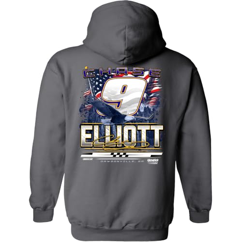 Chase Elliott 2025 NAPA Patriotic Eagle 2-Spot Hoodie Outerwear Sweatshirt Gray3