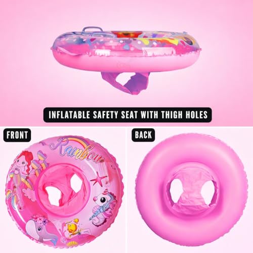 Image of Inflatable Kiddie Float | Water Baby Floater for Kids| Safe Anti-flip Diaper Style Swim Tube Rider| Swim Pool Tube for Toddlers|Multicolor Cute Swimming Pool Safety Seat (ROUND FLOAT PINK)