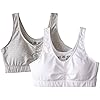 Fruit-of-the-Loom-Womens-Shirred-Front-Sport-Bra-With-Removable-Pads-2-Pack Fruit of the Loom Women's Sport Bra with Cookies , White/Heather Grey, 44(Pack of 2)