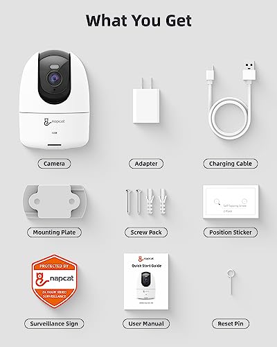 Napcat 4Mp Indoor Security Camera, Pan Tilt Cameras For Home Security, No Subscription Plug-In Wifi Baby Monitor Pet Camera, Auto Tracking, Human/Sound Detect, 2-Way Talk, Color Night Vision #TOP7