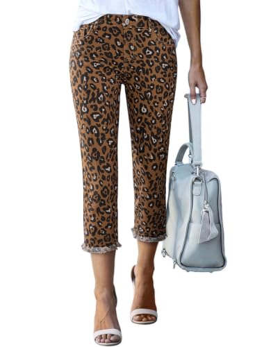 Image of Sidefeel Women's High Waisted Straight Leg Jeans Capri Denim Pants
