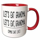 3dRose 'Lets Eat Grandma - Commas Save Lives' Mug, Red, 11 oz