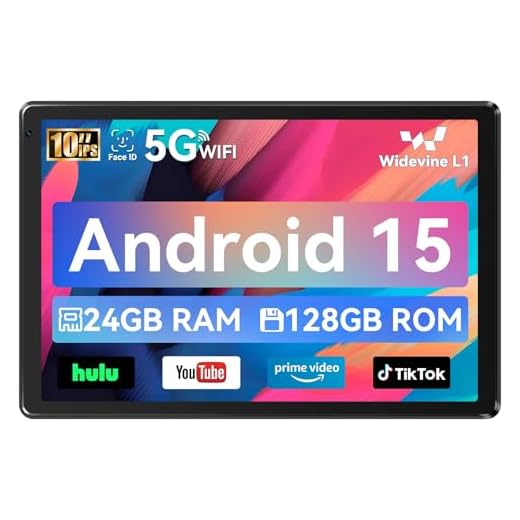 Whitedeer Tablet, Tablet 10 Zoll, Android Tablet mit 24GB RAM 128GB ROM, Octa-Core, HD IPS Touchscreen, 5000mAh Akku, WiFi 6, Bluetooth 5.0, Dual Kamera, Face ID, Google-Zertifiziert, Schwarz