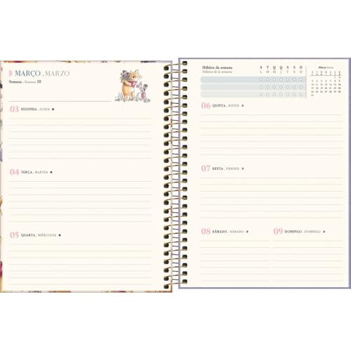 Tilibra - Planner Espiral 17,7 x 24 cm Pooh 2025 - Winnie The Pooh fundo amarelo