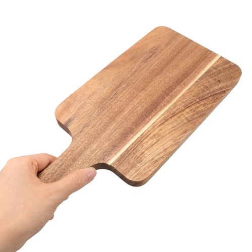 Tabla de cortar de madera rústica de doble cara con mango largo para carnes 4