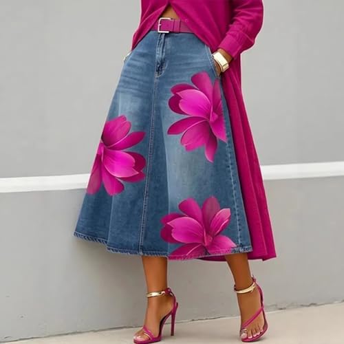 Falda con diseño de flores y corte midi confeccionada para verano 4