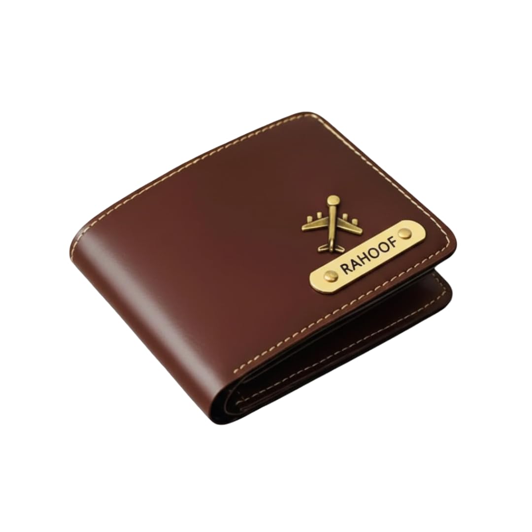 Customized Wallet for Men | Personalized Wallet with Name Printed | Leather Name Wallet for Men | Customised Gifts for Men |Personalised Mens Purse with Name & Charm Brown-image-38