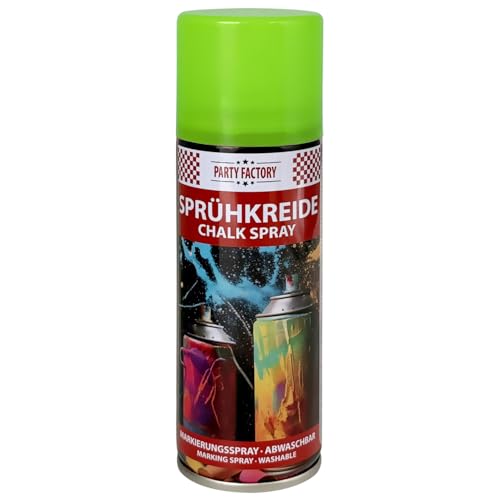 Party Factory Kreidespray Grün Abwaschbare Sprühkreide für Kinder & Party Wasserlösliche Kreidefarbe für Straßen & Rasen Ungiftige Straßenkreide zum Sprühen Buntes Markierungsspray 100 ml