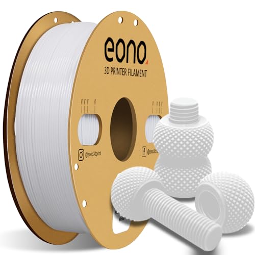 EONO PETG Filament 1,75 mm Stärkere Zähigkeit PETG 3D Drucker Filament 1 kg (2,2 Pfund) Maßgenauigkeit +/- 0,03 mm für FDM 3D Druck, PETG Weiß