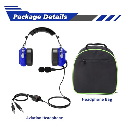 Image of WODASEN Aviation Pilot Headset for Students Flight School Passive Noise Canceling Aircraft Headphones with Boom Mic