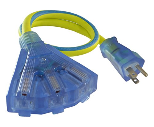 Conntek 23411-002 Sjeow 12/3 Tpe All Weather Stays Flexible Tri-Outlet Extension Cord With Lighted End, 2' #TOP18