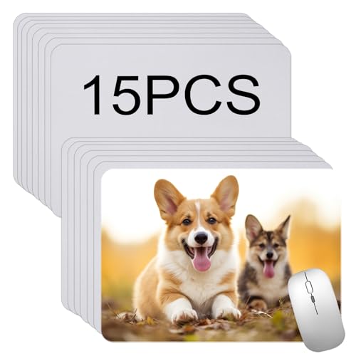 Tapis de souris vierges pour sublimation en lot de 15 blanc 24x20cm