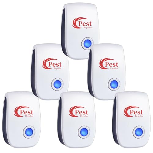 Répulsif Ultrason Anti-Rongeurs Insectes, 6 pcs Ultrason Anti Moustique Ultrason Souris et Rats, Intérieur Répulsif Électronique Insectes pour Souris, Rats...
