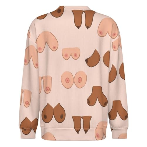 MoBlinko Mens Crewneck Sweater Funny Boobs Doodle Mens Sweater Sweaters for Men Long Sleeve Lightweight Pullover3