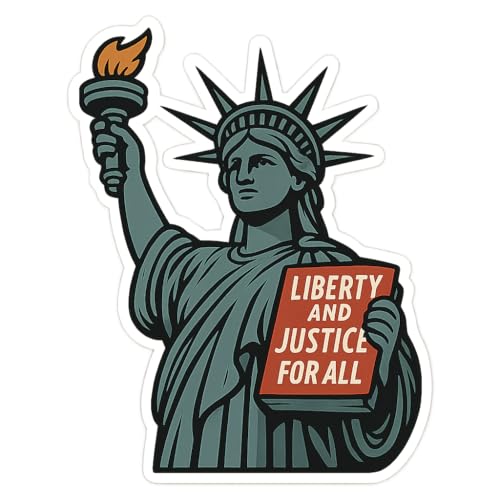 Statue of Liberty Sticker Decal - Liberty and Justice for All - Durable Vinyl for Laptops, Cars, and More (2.5" x 3.25")