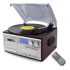 Tourne-Disque Vinyle Platine Vinyle Compatible Bluetooth à 3 Vitesses Tourne-Disque LP Vintage Gramophone Phono CD & Cassette Radio FM/AM - Les Beatles, Paul McCartney, John Lennon, RIngo Starr, George Harrison