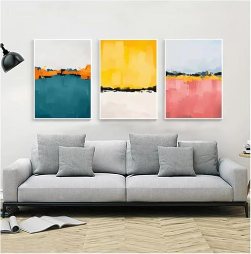 Impression sur toile abstraite salon et bureau, affiche murale multicolore 3 cadres