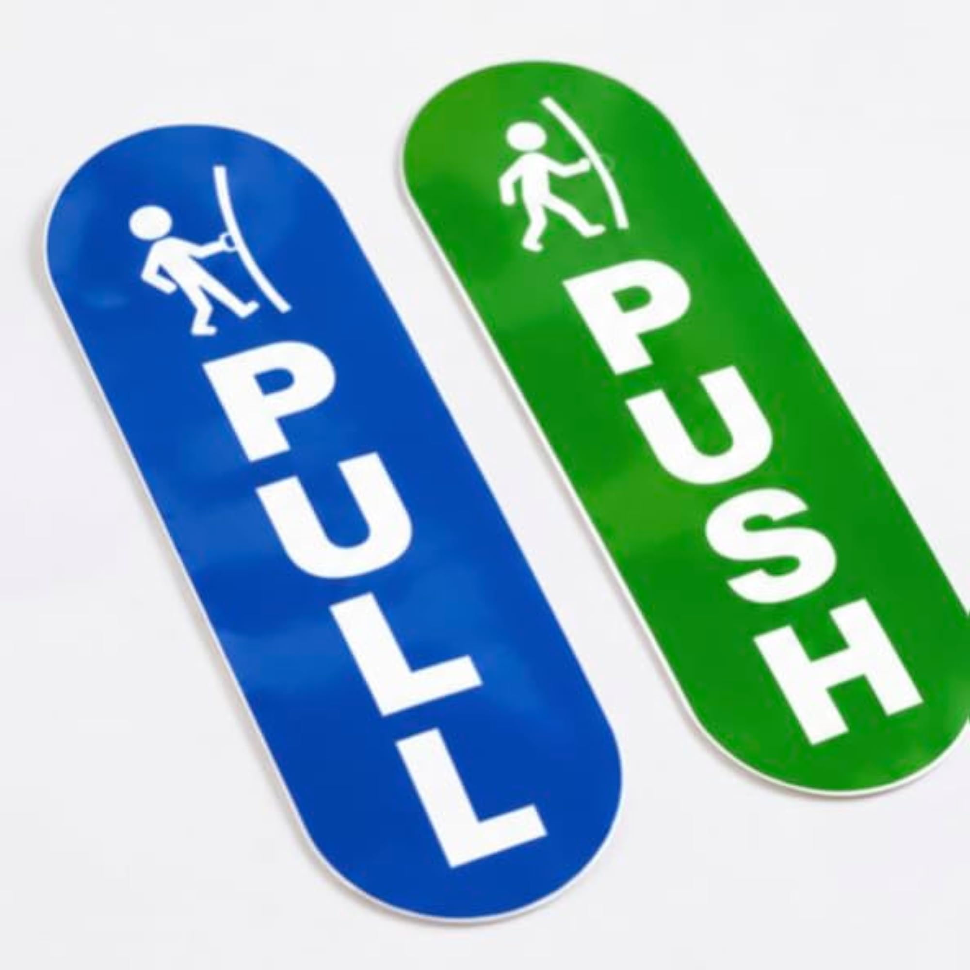 Pull Push Vinyl Door Signage Sticker, Blue and Green