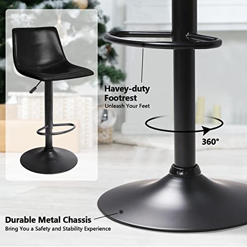 Lemberi Swivel Bar Stools Set Of 2, Modern Adjustable Counter Height Bar Stool With Back,Comfortable Pu Leather Upholstered Seat Bar Chairs For Kitchen Counter Dining Room #TOP4