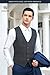 HISDERN Men's Suit Vest Grey Plaid Dress Slim Fit Formal Charcoal Waistcoat Tuxedo Classic V-Neck Solid Color Wedding Business