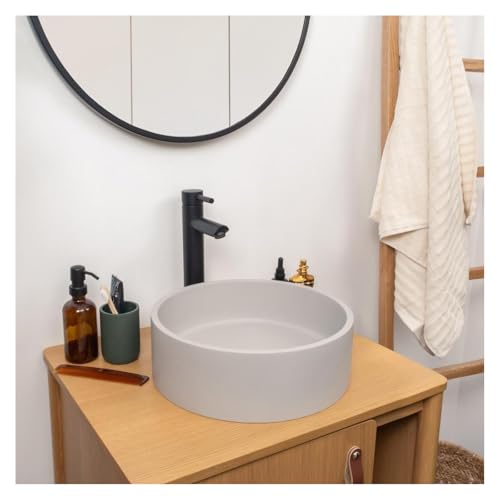 MOB-IN Vasque à poser ronde en béton gris 36cm