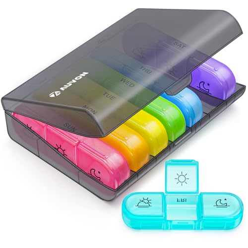 Image of AUVON Weekly Pill Organizer 3 Times a Day, Large 7 Day Pill Box 3 Times a Day with Separate Container, Portable Pill Case for Medication, Vitamins, Fish Oil and Supplements