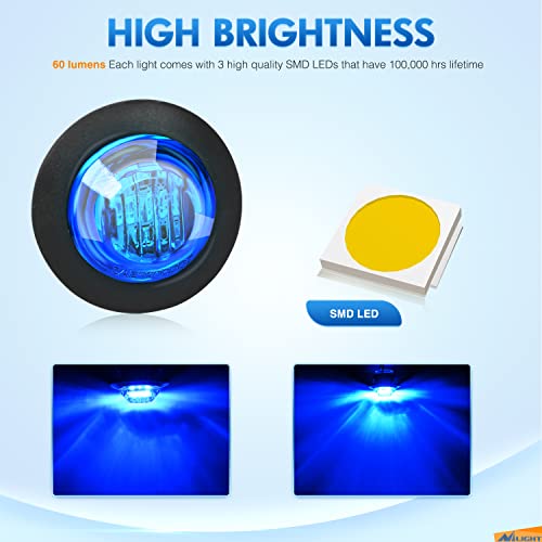 Image of Nilight 3 /4 inch Round LED Clearance Marker Lights,Blue, 10-Pack