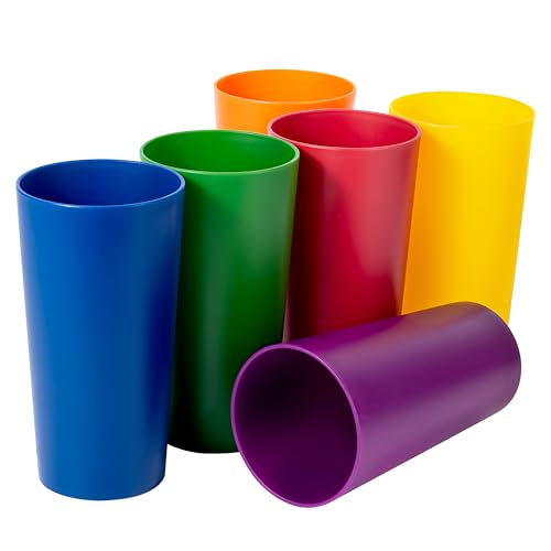 ZAINCA 26-ounce Plastic Drinking Glasses Stackable Tumblers Water Cups Mixed