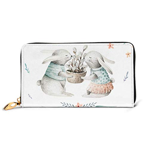Preisvergleich Produktbild JHGFG Mode Handtasche Reißverschluss Brieftasche Handzeichnung Ostern Cartoon Hasen Telefon Kupplung Geldbörse Abendkupplung Blockieren Leder Brieftasche Multi Card Organizer