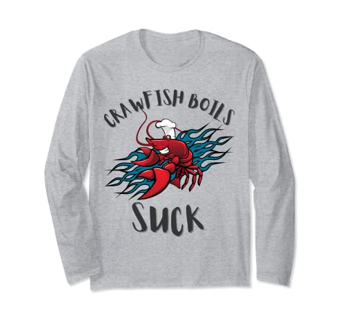 Camisas divertidas de cangrejo, CRAWFISH BOILS SUCK Manga Larga