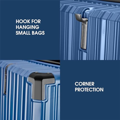 Image of Maleta Nova Check-in Medium Luggage | 65 cms, 8 Spinner Wheels | Hardside, Premium Material | TSA Lock | Trolley Bags | Travel Bag | Suitcase for Travel (Blue, Check-in Medium)