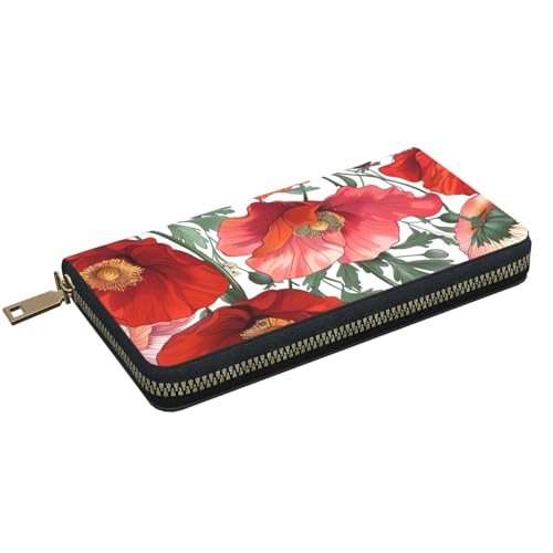 Poppy Flower Pattern Art Printed Long Wallet for Women Men Cute Coin Purse with Card Holder2