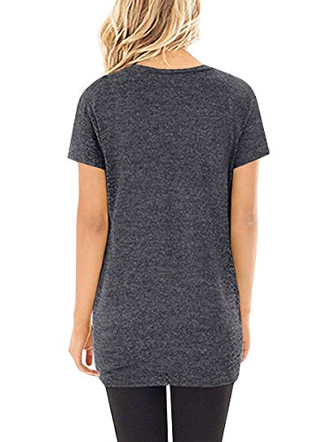 Sampeel Womens Short Sleeve T Shirts Summer Loose Tunic Tops Boat Neck Dark Grey M #TOP2