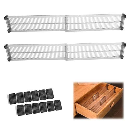 ZRUEWOT 4 Pièces Séparateurs de Tiroir Ajustables - Organisateur de Rangement pour Cuisine, Bureau et Salle de Bain, Séparateur Transparent en Plastique pour Tiroir, Idéal pour Organiser vos Espaces